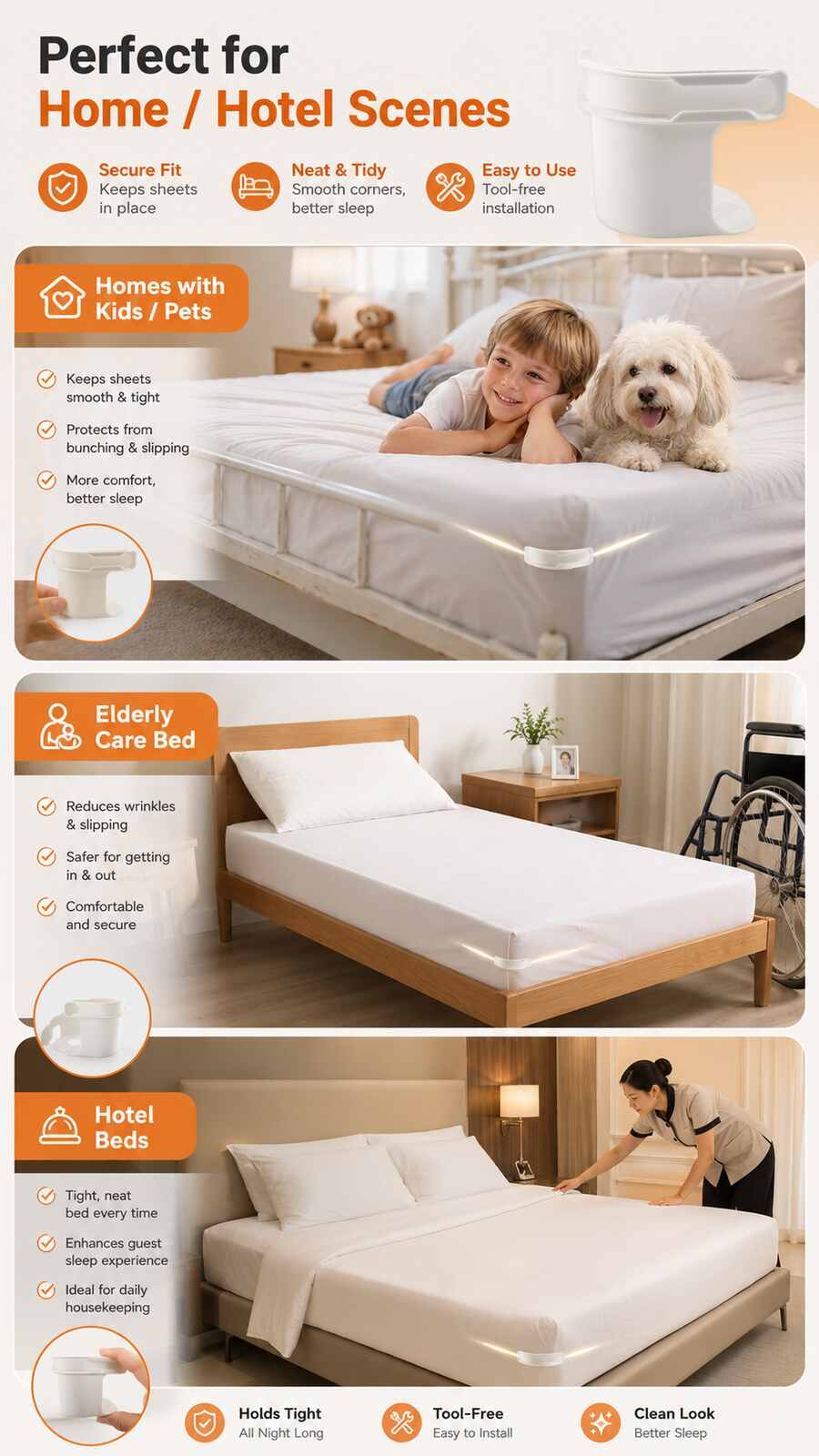 [BUY 1 GET 1 FREE] Heavy Duty BedSheet Clips & Invisible MattressCorner Fasteners