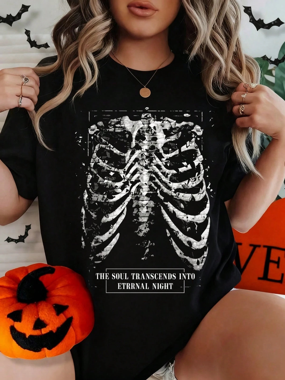 Women's Halloween Skull And Rose Graphic Print Casual Cotton Short Sleeve T-Shirt