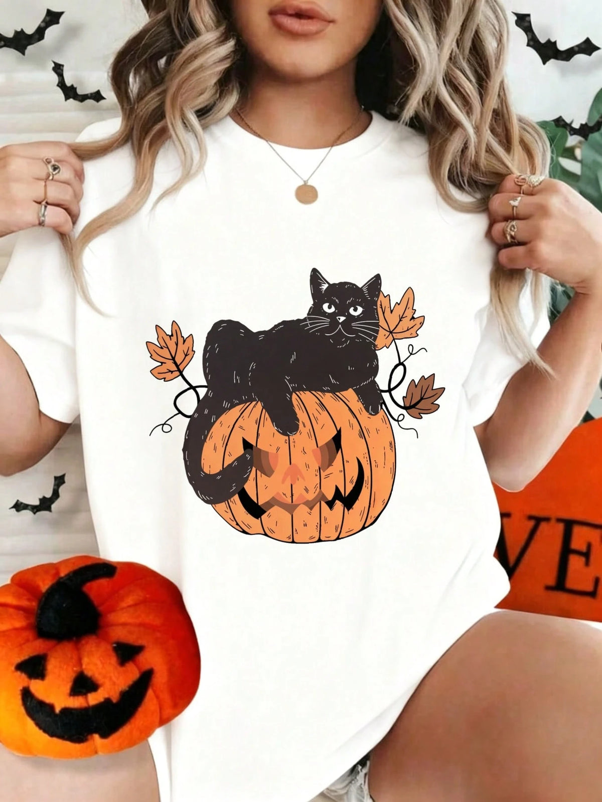 Women's Halloween Skull And Rose Graphic Print Casual Cotton Short Sleeve T-Shirt