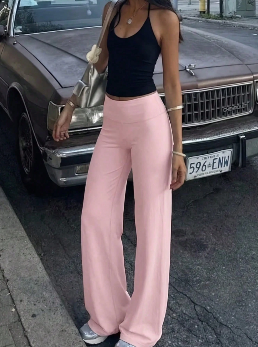 High Waist Booty Lifting Wide Leg Yoga Pants, V-Seam Scrunch Butt Flared Workout Leggings, 4-Way Stretch Skin-Friendly Casual Flare Pants For Gym