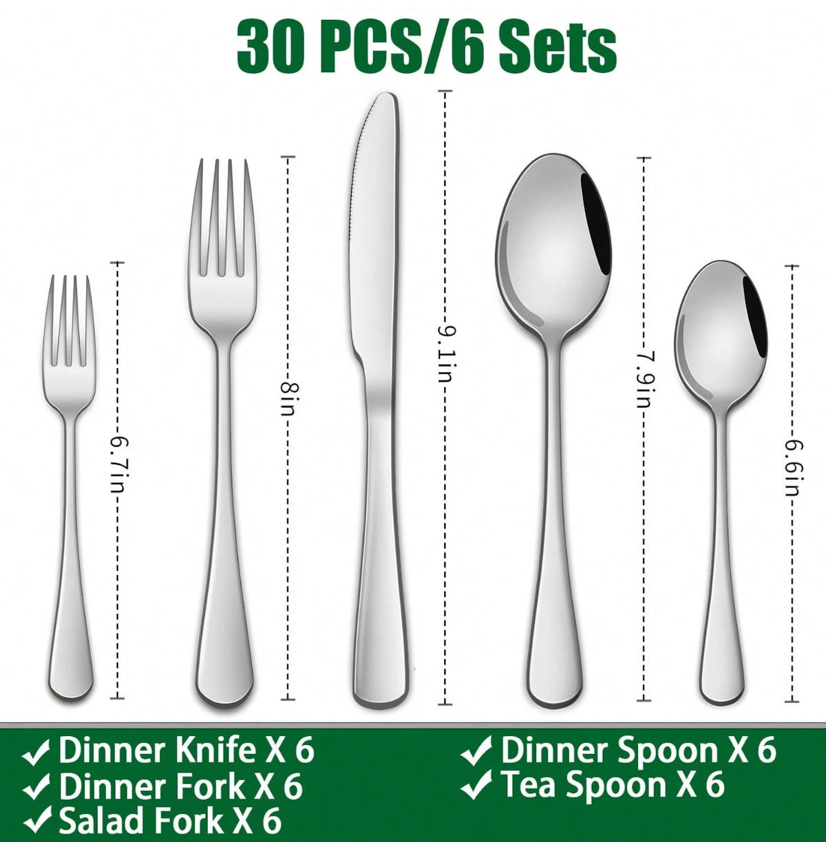 30/60pcs Silverware Sets With Organizer,, Service For 6/12 Person,Includes Knives Spoon And Fork Sets For Kitchen Accessories,Stainless Steel Tableware Flatware Sets,Cutlery Sets Eating Utensils Sets