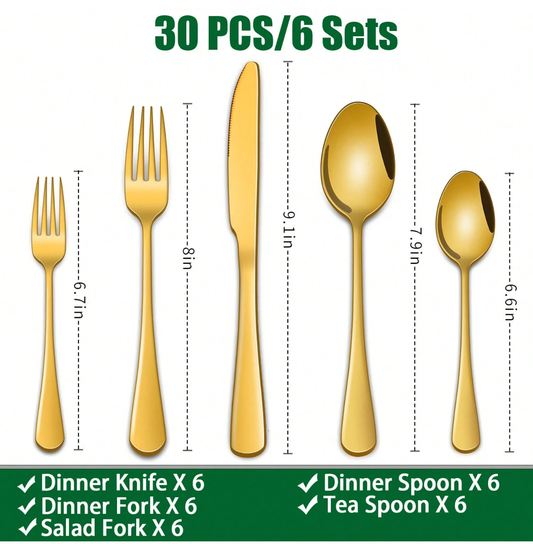 30/60pcs Silverware Sets With Organizer,, Service For 6/12 Person,Includes Knives Spoon And Fork Sets For Kitchen Accessories,Stainless Steel Tableware Flatware Sets,Cutlery Sets Eating Utensils Sets